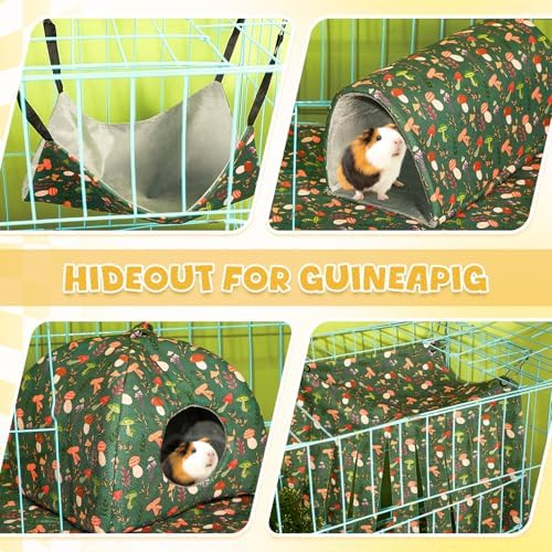 Geelin rat hammock set being adjusted inside a spacious small animal habitat enclosure