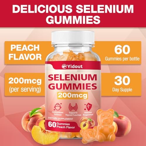 Yidout selenium 200 micrograms metabolism and energy booster supplement bottle side panel.