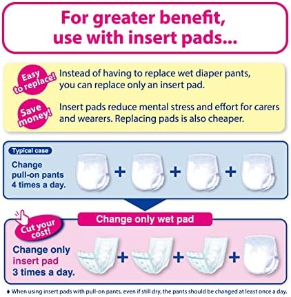 Refre adult diaper booster pads displayed with dimensions