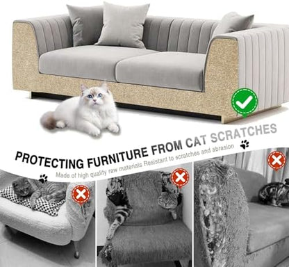 ZLAFM felt cat scratch mat applied onto the side of a modern living room couch