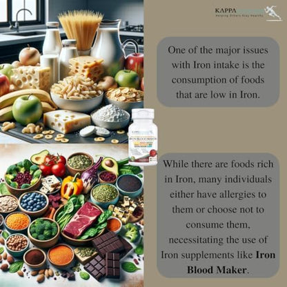 Authentic USA imported Kappa Nutrition Iron Blood Maker showing the premium manufacturing details and seal.