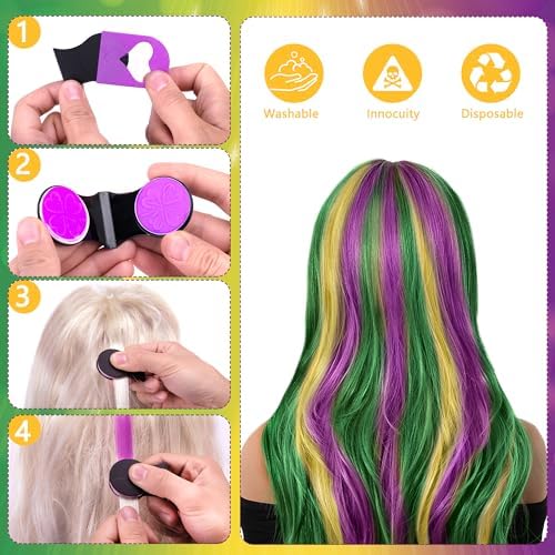 Demonstration of applying colored hair chalk to a strand of hair