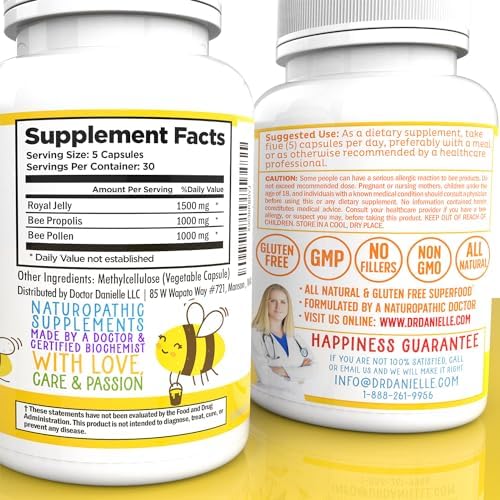 Doctor Danielle Bee Wise bee pollen royal jelly propolis complex bottle