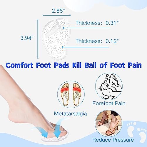Soft silicone gel cushions for metatarsalgia and Morton’s neuroma support.