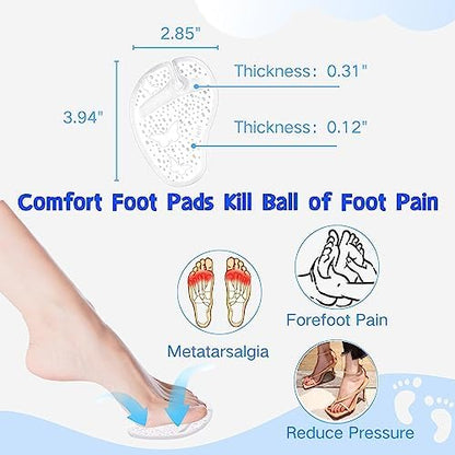 Soft silicone gel cushions for metatarsalgia and Morton’s neuroma support.