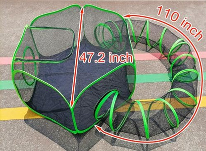 Small Animal Playpen Guinea Pig Hedgehog Cage Rabbit Cage with Fun Surround Tunnel Breathable & Transparent Pop Open Exercise Yard Fence with Top Cover Anti Escape - Image 3