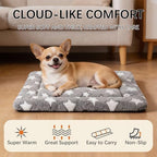 Fogkiss machine washable dog mattress being placed inside a wire crate