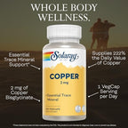 Solaray Copper Bisglycinate supplement facts label and ingredient details