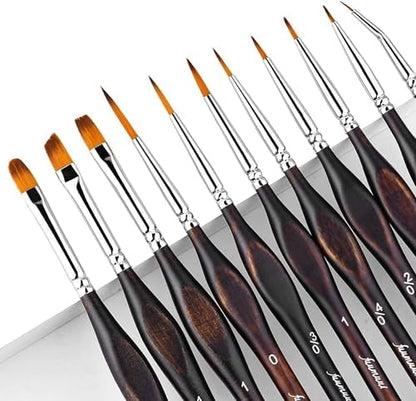Fine tip miniature brush set highlighting the seamless metal ferrules and premium build quality