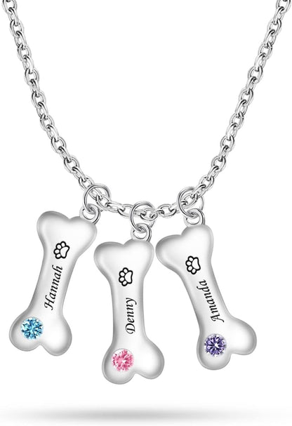 YUYOO personalized dog mom jewelry collection piece showing precision engraving quality on the silver bone charm.