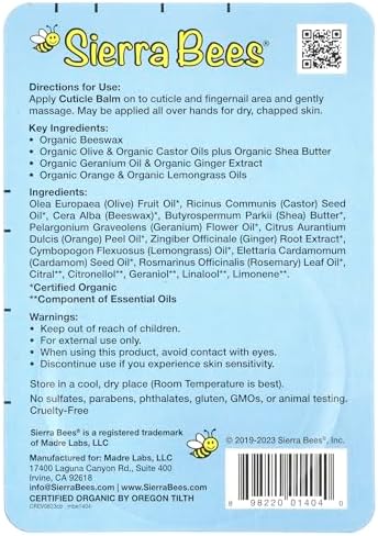 Sierra Bees Cuticle Care Balm application on hand