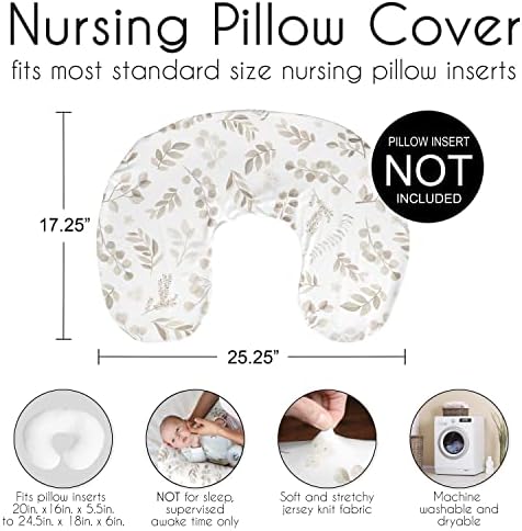 Soft stretch knit texture of botanical nursing pillow cover