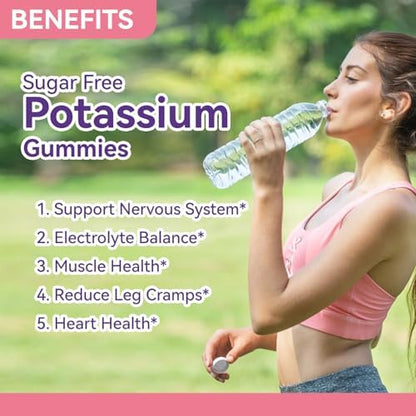 EAZGOO dietary potassium gummies supplement facts label highlighting vegan and gelatin free ingredients side view