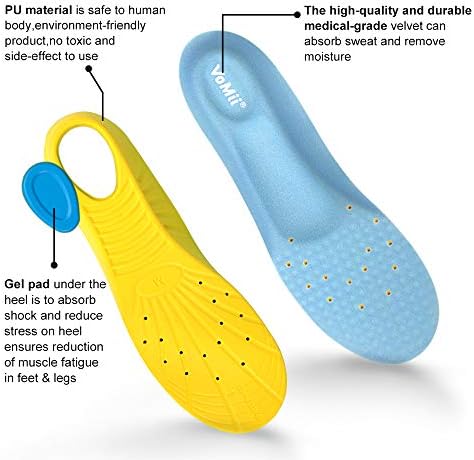 Underneath view of VoMii insoles highlighting the shock absorbing gel pad.