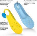 Underneath view of VoMii insoles highlighting the shock absorbing gel pad.