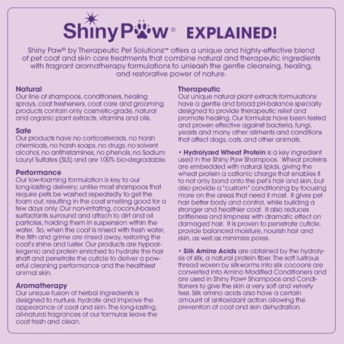 ShinyPaw 16 Ounce cat shampoo for soothing dry and itchy skin.