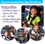 Toddler safety harness installed on an airline passenger seat