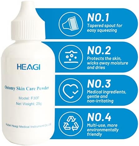 Top view of the Heagimed ostomy care powder bottle focusing on the secure twist cap design
