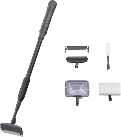 Carefree Fish 4-in-1 aquarium cleaning tool kit front view showing carbon fiber rod and attachments.