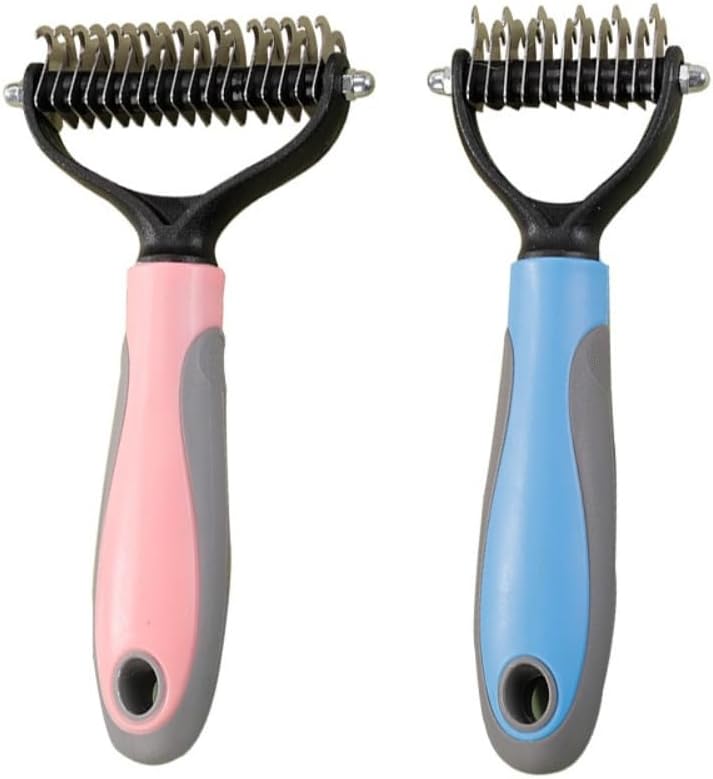 Side profile of double sided deshedding tool for pets