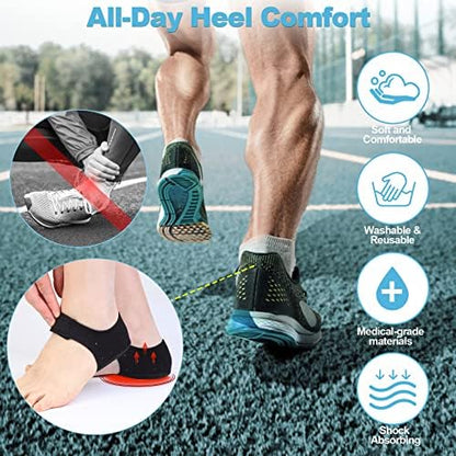 Two pairs of Conffill orthopedic heel cushions displayed to show the updated thicker version.