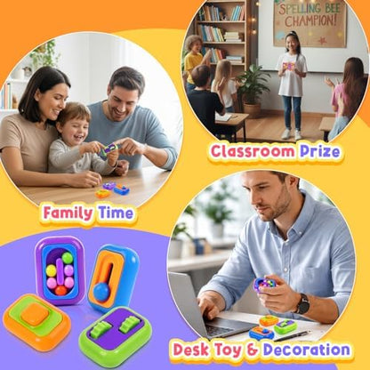 Four different styles of Small Fish multi-modal anxiety relief toys arranged together.