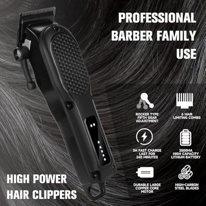 NUTCORE cordless hair trimmer displaying the digital LED battery indicator