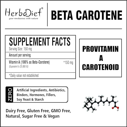 Herbadiet Vitamin A powder pouch back nutritional information