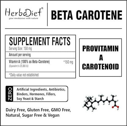 Unflavored natural beta carotene powder container showcasing the authentic wellness formulation details.