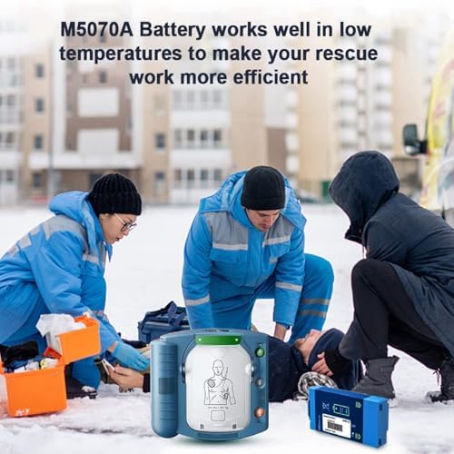 High capacity M5070A battery connector pins and model identification label.