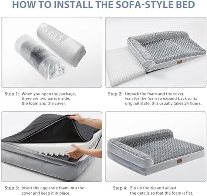 BFPETHOME Orthopedic Dog Beds for Large Dogs-Waterproof Sofa Dog Bed with Removable Washable Cover, Big Pet Bed with Waterproof Lining and Nonskid Bottom,Pet Bed for Large Dogs - Image 5