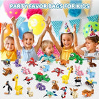 Individually wrapped mini animal building block kits with separate instruction sheets displayed together.