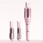 Tsuyagla 3-in-1 automatic curling iron pink front view