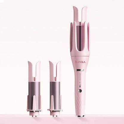 Tsuyagla 3-in-1 automatic curling iron pink front view