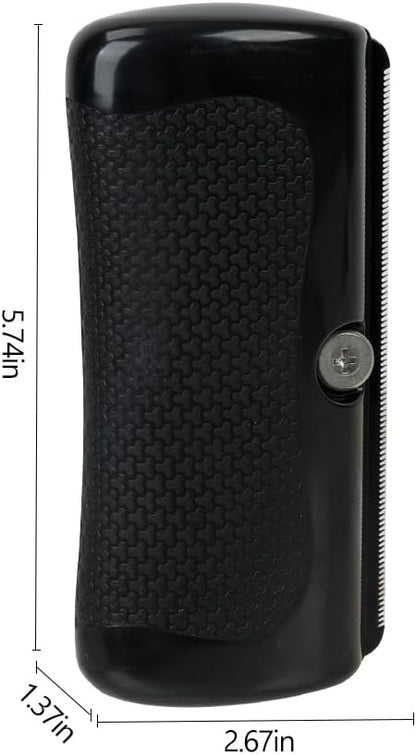 Professional pet groomer using Maximilian brush on animal coat
