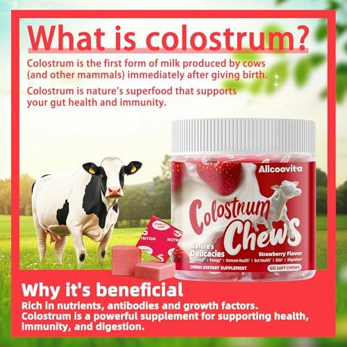 Parhaat Allcoovita Colostrum supplement packaging highlighting probiotic formula and immune support benefits.
