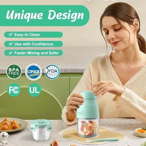 Wonder Living infant meal prep processor disassembled to show the easy to clean dishwasher safe parts.