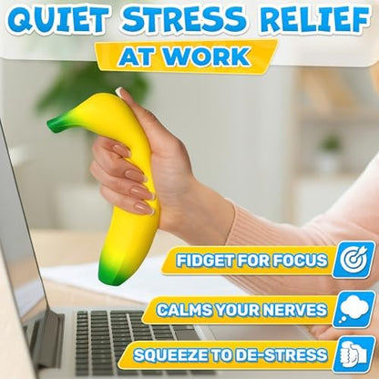 Tesorrio banana fidget toy placed on a professional office desk