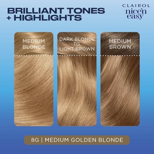 Back of Clairol hair dye package showing the before and after color shade guide