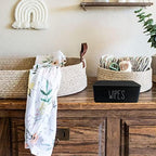 Moorfowl baby wipes container on bathroom vanity
