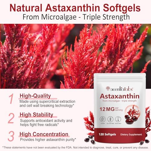 Vita-NuAge Astaxanthin 12mg supplement facts panel and nutritional ingredients list