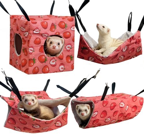 Kathson small pet cage bedding kit featuring the plush square nest and flat blanket setup