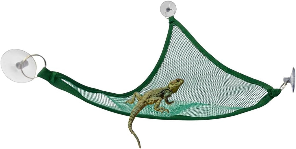 Green breathable nylon mesh reptile lounger for geckos and snakes