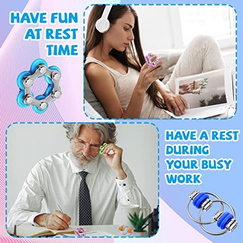 Detailed shot demonstrating the flexible stainless steel structure and soft silicone rings of the pocket sized autism toy