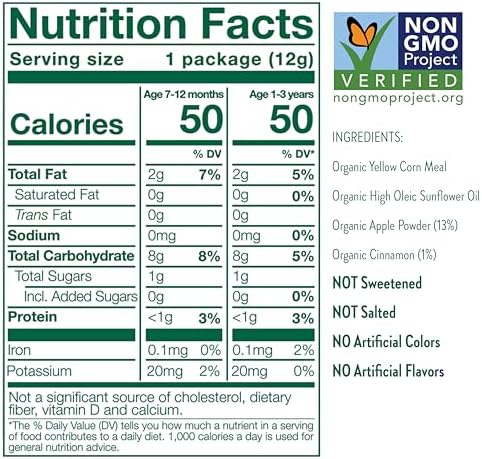 Nutritional facts panel for both blueberry and apple cinnamon variety pack flavors