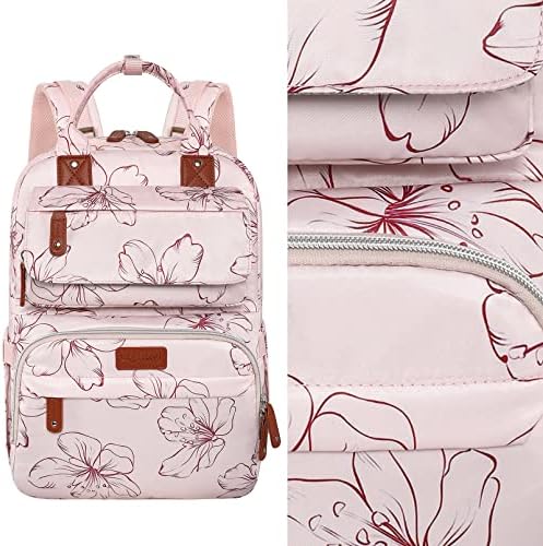 Waterproof travel mom backpack displaying three front insulated bottle pockets.