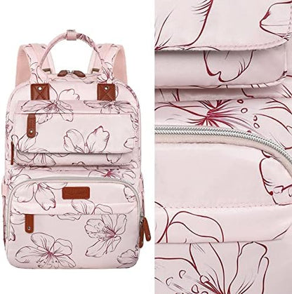Waterproof travel mom backpack displaying three front insulated bottle pockets.