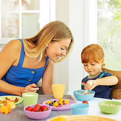 Colorful Munchkin toddler plates bowls and cups set