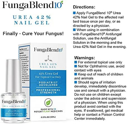 Back label of FungaBlend 10 showing usage instructions and professional formulation.