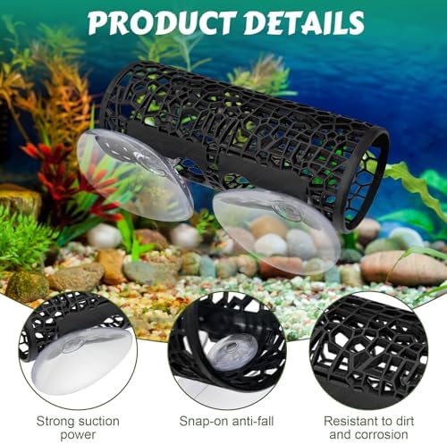 Demonstration of the secure mushroom suction cups holding the fish toys in place under water.
